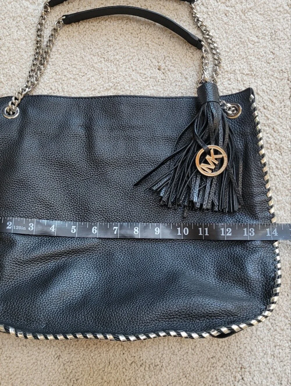 *NWT Michael Kors Whipped Chelsea Black Pebbled Leather Chain Shoulder Bag